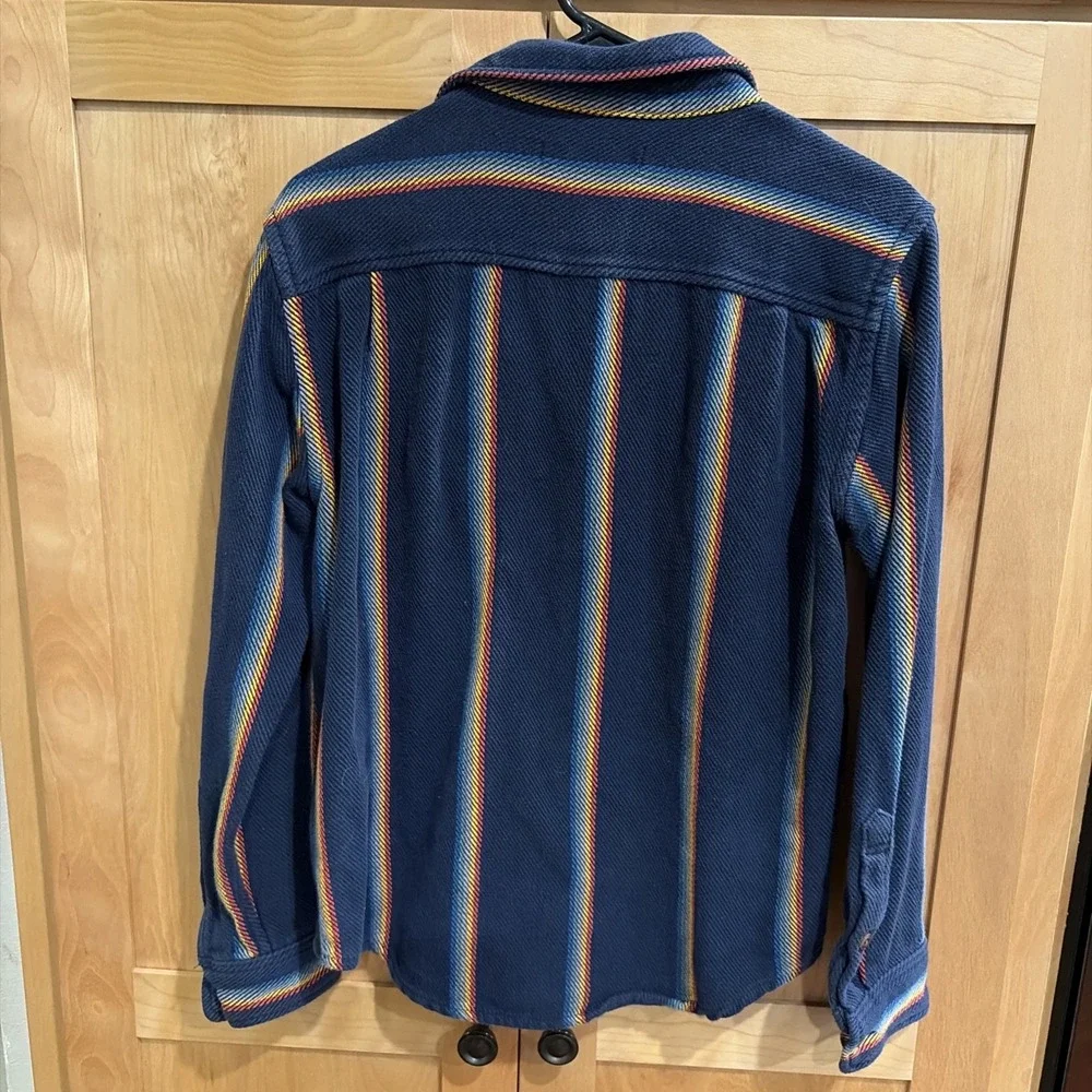 Outerknown Blanket Shirt Rainbow Stripe Button Up Sz Med Boho, Retro, Surf